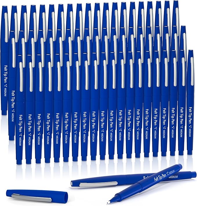 Lelix Felt Tip Pens - 60 Blue Pens, 0.7mm Medium Point, Perfect for Journaling, Writing, Note Taking, Planner, Art, Office & School Supplies