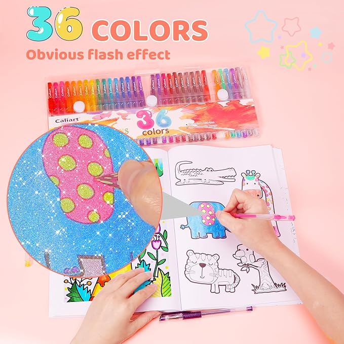 36 Color Glitter Gel Pens, 40% More Ink Colored Gel Markers Fine Point Pens, Aesthetic Cute Preppy Stuff School Supplies, Mothers Day Gift for Mom Kids Artist Adult Coloring Books Cards Craft Drawing