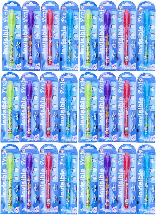 Invisible Ink Pen 24Pcs Spy Pen with UV Light Magic Marker Kid Pens for Secret Message and Birthday Party,Writing Secret Message for Easter Day Halloween Christmas Party Bag Gift