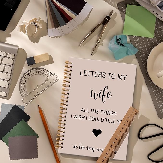 Memorial Gifts for Loss of Wife Grief Notebook Journal, Letters to My Wife in Heaven Spiral Notebook, Sympathy Notebooks Gifts for Loss of Wife Men, In Loving Memory Sympathy Gifts, 6x8.2In