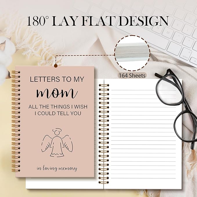 Memorial Gifts for Loss of Mom Grief Notebook Journal, Letters to My Mom in Heaven Journal, Sympathy Notebooks Gifts for Loss of Mom Women Men, In Loving Memory Sympathy Gifts, 6x8.2In