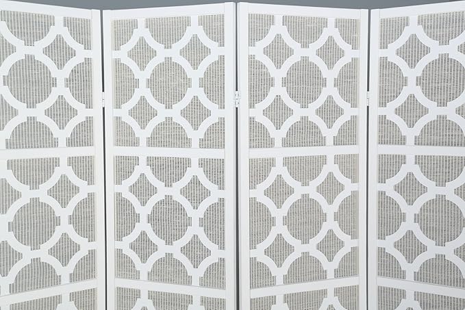 NicBex Room Divider 4 Panel Room Dividers with Quarterfoil Diamond Design Partition Room Dividers and Folding Privacy Screens Wall Divider for Home, Room Separation,69.28"W x 17.32"D x 70.31"H, White