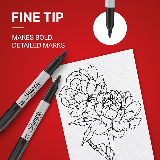 Sharpie Permanent Markers, Fine Point, Black, 40 Count