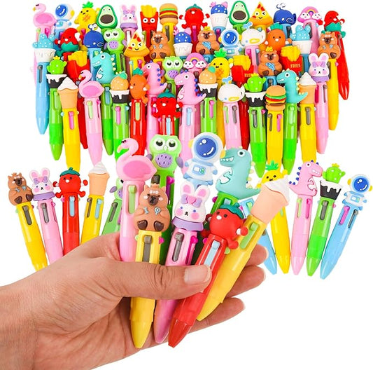 LiYiQ 50 PCS Multicolor Pen in One Fun 4-in-1 Cute Pens Bulk Kawaii Cool Ballpoint Pens for Kids Fun Gifts