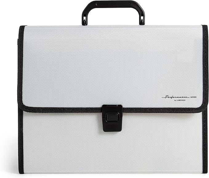 U Brands Gray Expandable 26-Pocket Performance Poly File Folder with Handle Office Supplies, 13” x 10.83” x 2.5”