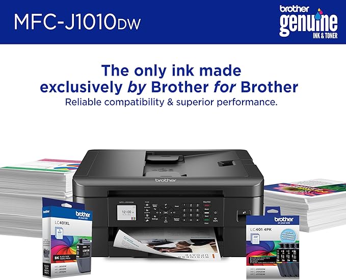 Brother MFC-J1010DW Wireless Color Inkjet All-in-One Printer, Duplex Printing, Mobile & Cloud Print, Compact Design, 1.8" Color Display, Works with Alexa