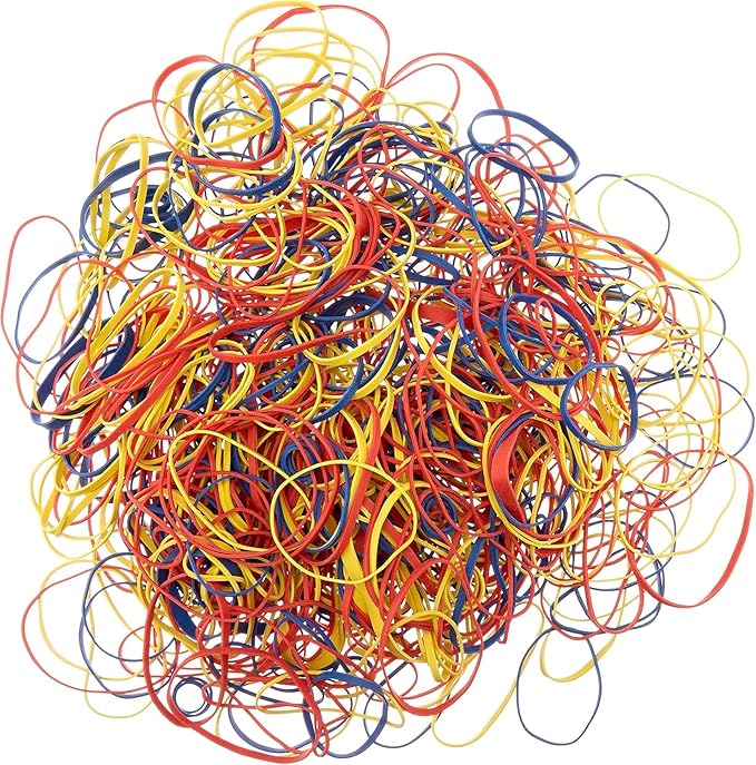 Rubber Band Depot, Size #54, ASSORTED COLORS & SIZES, Everyday Rubber Bands - 1/4 Pound Bag