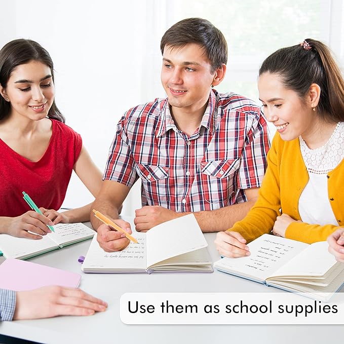 feela 5 Pack Notebooks Journals Bulk, Hardcover Classic Ruled Lined Journals with Pen Holder for Women Girls School Business Supplies, with 5 Black Pens, 120 GSM, 5.1”x8.3”, A5, Pastel Colors