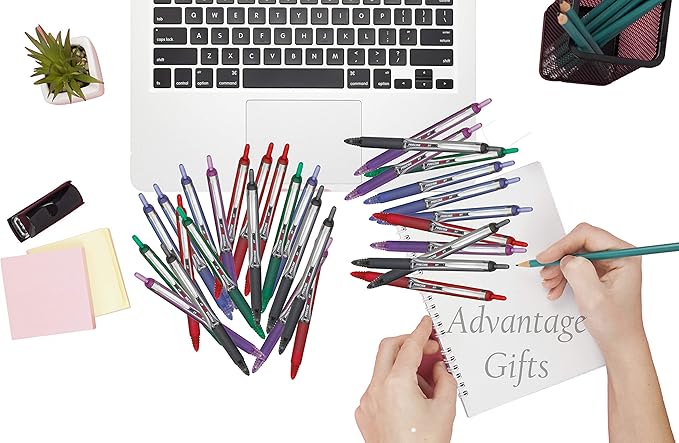 Precise V5 RT Retractable Rolling Ball Pens, Extra Fine Point (.5mm), Blue Ink, 6-pk; Premium Comfort Grip, Bundle with Plastic Reusable Pouch