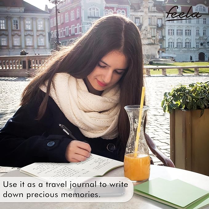 16 Pack Soft Cover Journal Bulk, Feela Lined Notebooks College Ruled for Work for Women Girl Writing, Blank Travel Journal Note Taking Notebook School Business Supplies, 8.2” x 5.5”, A5, Light Green