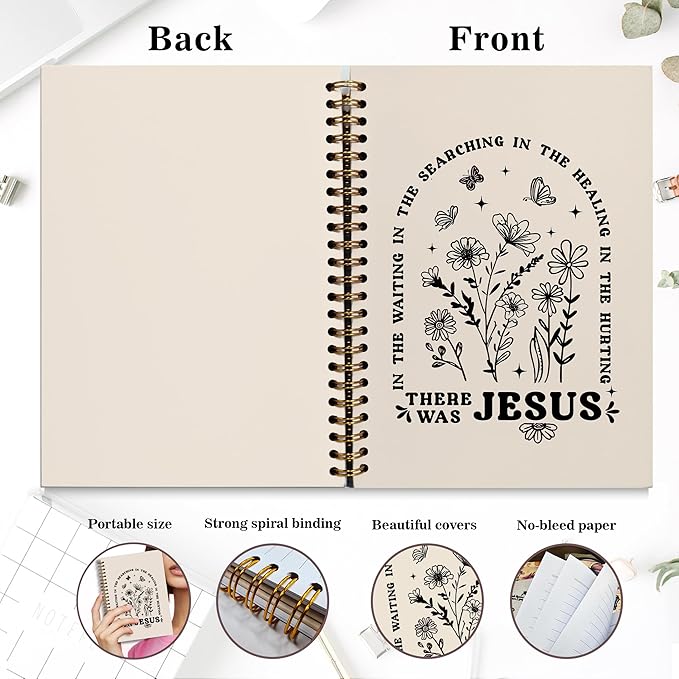 YOU FOUND ME Bible Notebook, A5 Spiral Christian Journal with Floral Pink Butterfly Notebook, There Was Jesus, Inspirational Notebooks for Women, Gift for Birthday Christmas, Office Supplies