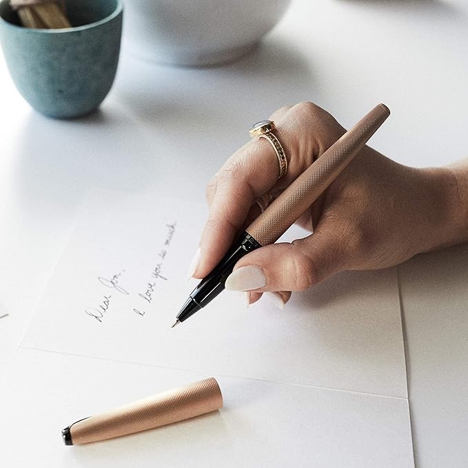 Cross ATX Refillable Fountain Presented in a Luxury Gift Box - Medium Point, Black Ink, Sandblasted Rose Gold