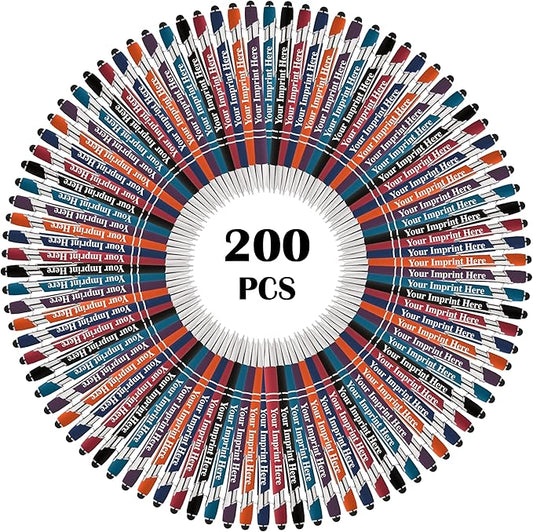 Up to 500 Pcs Custom Pens Bulk | Rainbow of Colors | Soft-Touch Metal Black Ink Personalized with Name or Message (Assorted, 200 pcs)
