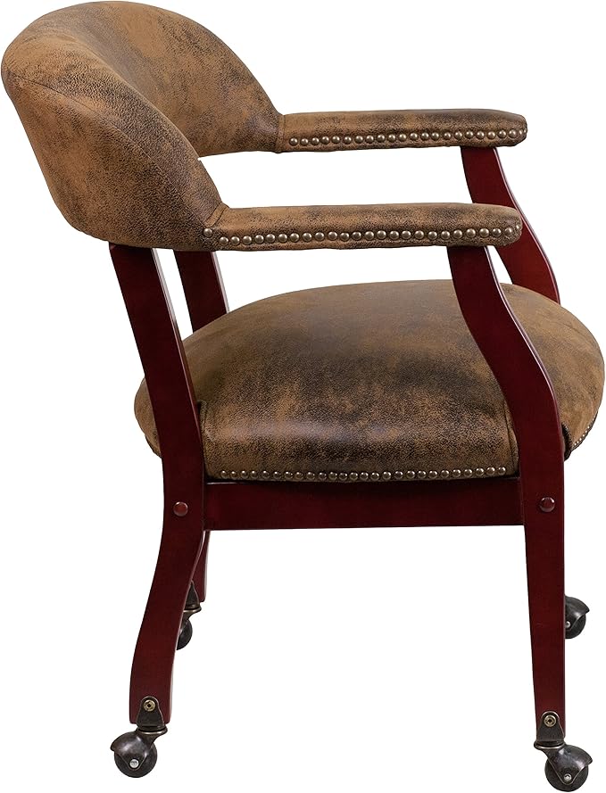 EMMA + OLIVER Bomber Jacket Brown Luxurious Conference Chair with Casters