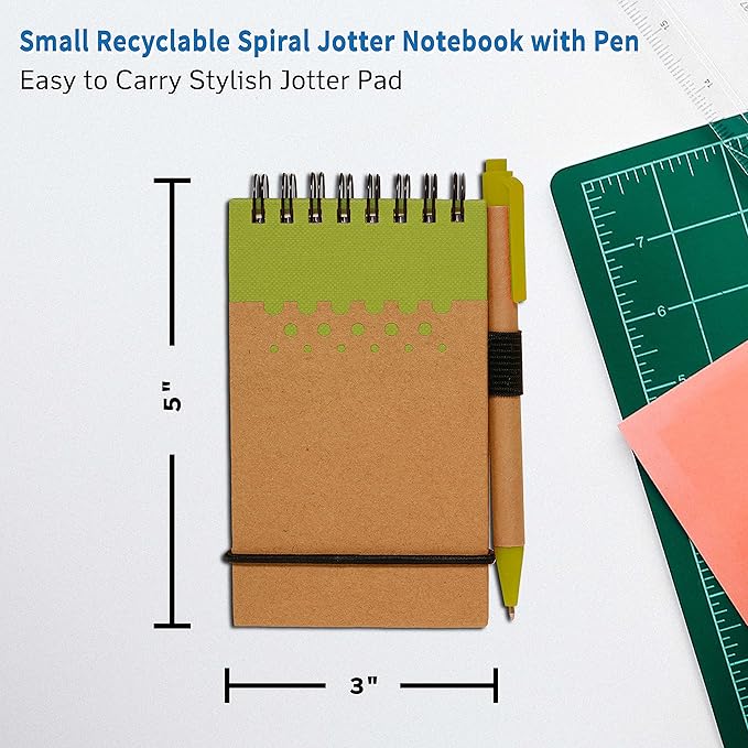 DISCOUNT PROMOS 10 Recyclable Spiral Small Notebooks Pack - 60 Lined Pages - Lime Green