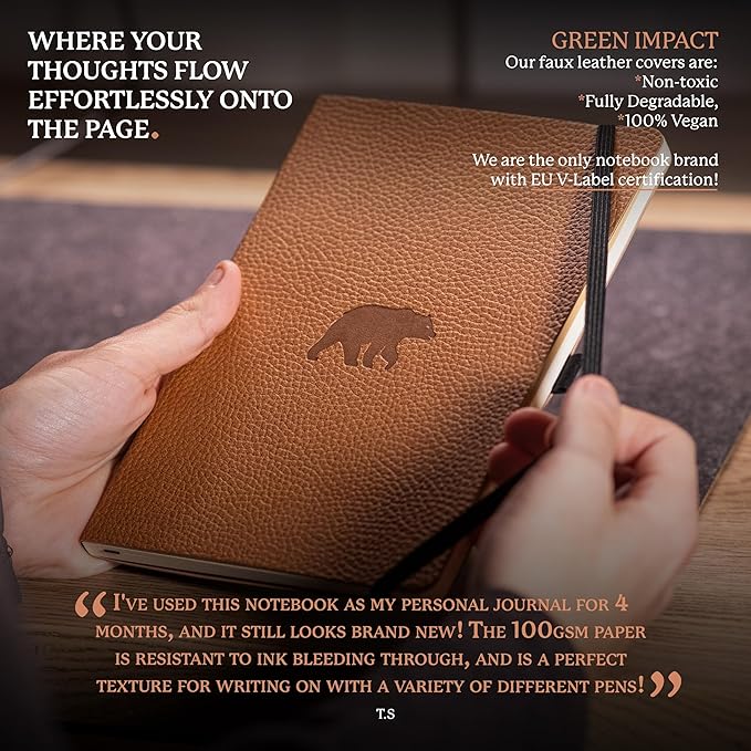 Dingbats A5 Wildlife Ruled Notebook Journal - Premium Vegan Leather Softcover Executive Journal for Women & Men - Work, Note Taking, Writing & Travel