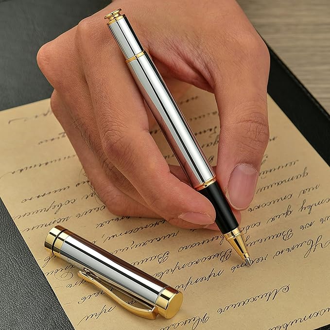 BEILUNER Ballpoint Pens (Silver Chrome and Gold Finish)