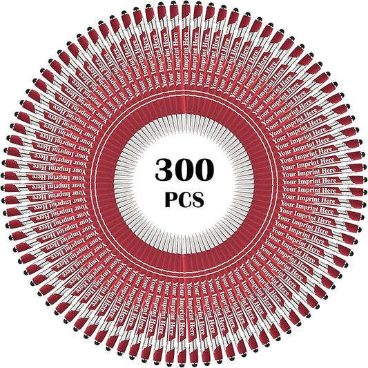 Up to 500 Pcs Custom Pens Bulk | Rainbow of Colors | Soft-Touch Metal Black Ink Personalized with Name or Message (Red, 300 pcs)