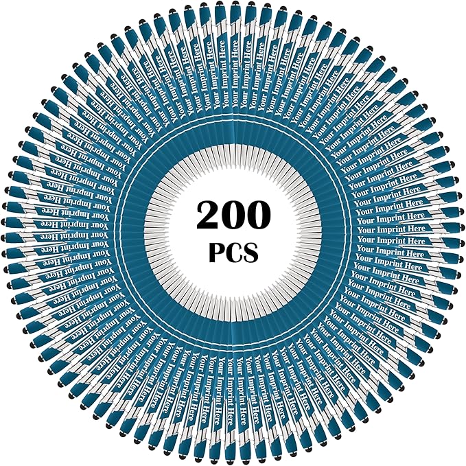 Up to 500 Pcs Custom Pens Bulk | Rainbow of Colors | Soft-Touch Metal Black Ink Personalized with Name or Message (Light Blue, 200 pcs)