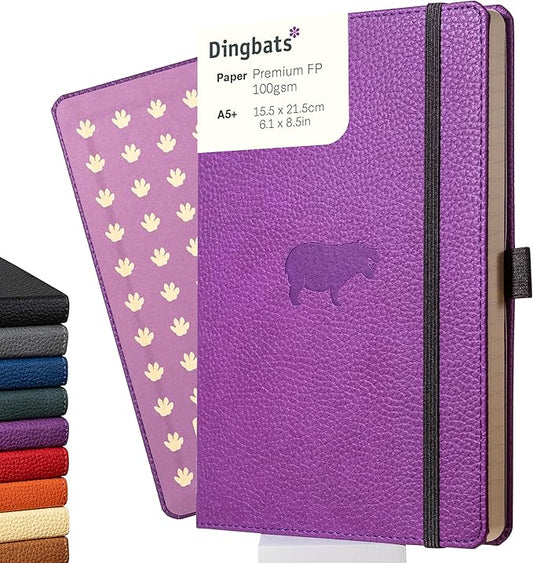 Dingbats* Wildlife Lined Writing Journal Notebook A5 - Vegan Leather Hardcover - Ideal for Work, Travel - Pocket, Elastic Closure, & Bookmark