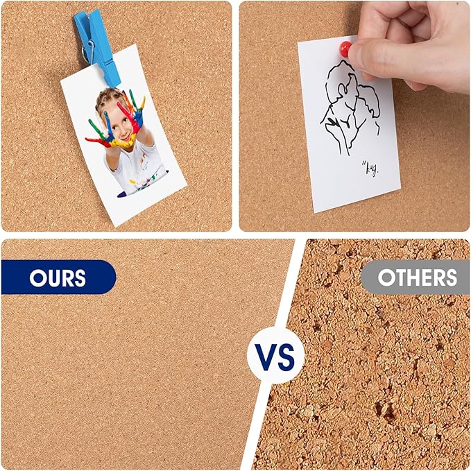 Cork Bulletin Square Board for Walls - SVOPY 4 Pack Extra Thick 12x12 Inches Cork Board Tiles for Home Office Decor, Cork Sheet,School Message Board Decorative Display Boards