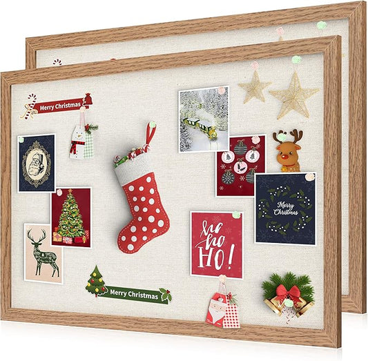 Cork Board Bulletin Board 18" x 24", 2-Pack Large Linen Corkboards with Frame for Walls, Cute Picture Display Pin Board Vision Board for Room School Office Bedroom 40 Pushpins Carbonized Black