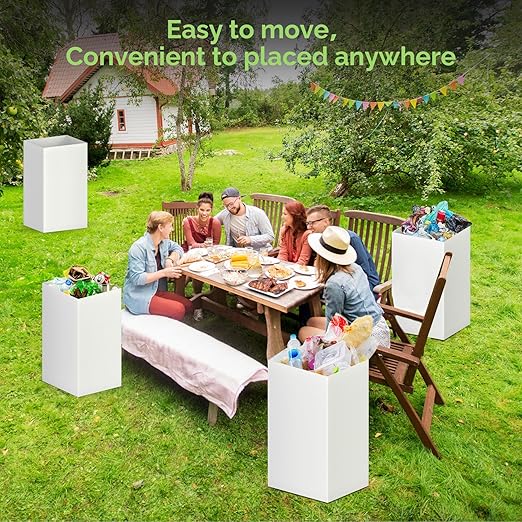 8 Pack Extra Large Disposable Trash Cans, Reusable Portable Garbage Can, 30 Gallon (30" H x 14" W x 14" D), Extra Thick Recycled Cardboard Portable Garbage Can and Recycling Bins,White