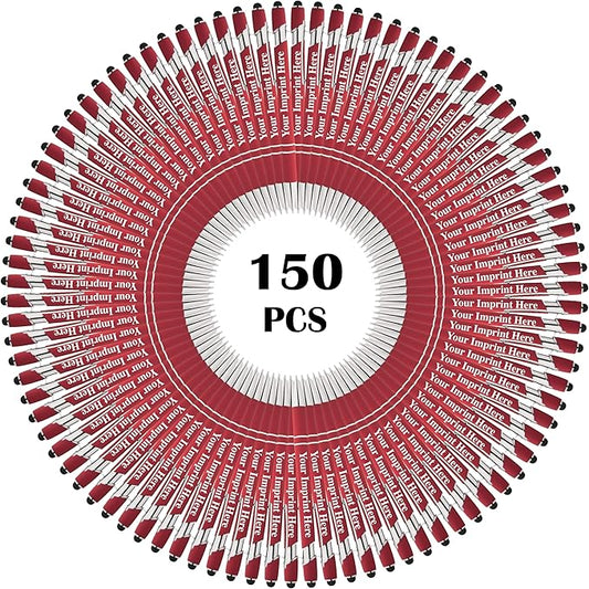 Up to 500 Pcs Custom Pens Bulk | Rainbow of Colors | Soft-Touch Metal Black Ink Personalized with Name or Message (Red, 150 pcs)