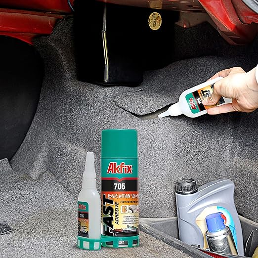 Akfix-GA060 705 Fast Adhesive CA Glue (1.76 oz.) with Activator (6.76 fl oz.) [Clear Super Glue Adhesive and Accelerator Spray] - 6 Pack