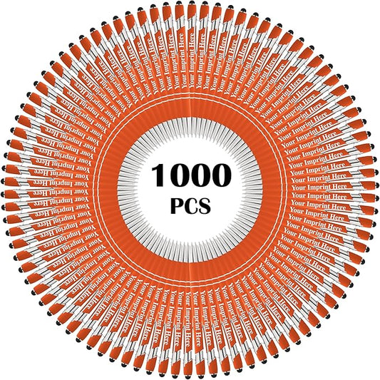 Up to 500 Pcs Custom Pens Bulk | Rainbow of Colors | Soft-Touch Metal Black Ink Personalized with Name or Message (Orange, 1000 pcs)