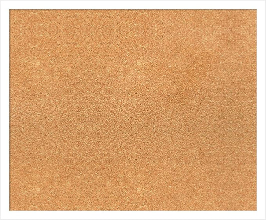 Amanti Art Natural Cork Board for Wall, 19x23 Vision Board with White Frame, Medium Corkboard Office Decor for Home Organization, Modern Corkboard Pinboard to Display Items for Home Organization in
