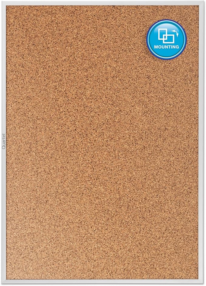Quartet Cork Board, Bulletin Board, 8' x 4' Corkboard, Aluminum Frame (2308),Silver