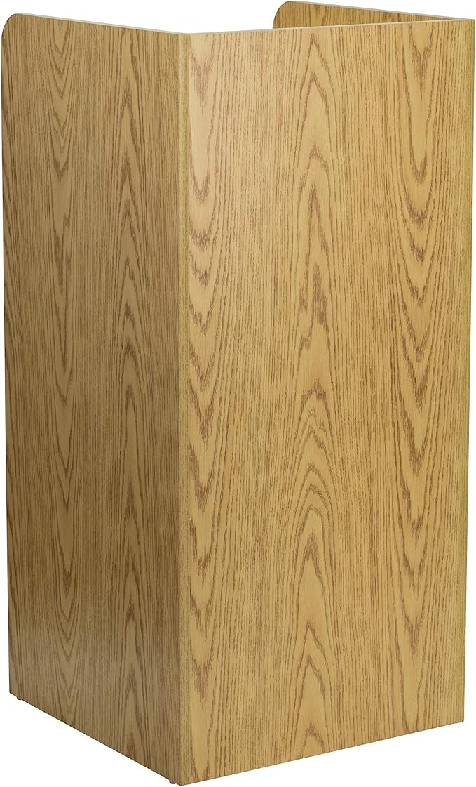 Flash Furniture Sony Laminate Wood Commercial-Grade Trash Receptacle with Tray Top, Wooden Restaurant Trash Can Cabinet and Garbage Receptacle, Oak