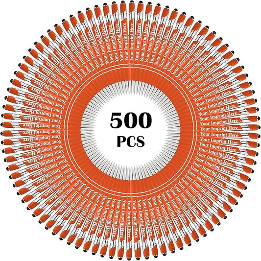 Up to 500 Pcs Custom Pens Bulk | Rainbow of Colors | Soft-Touch Metal Black Ink Personalized with Name or Message (Orange, 500 pcs)