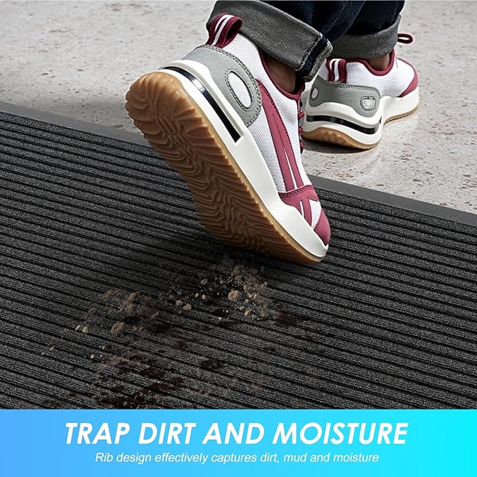 Vicwe Front Door Mat Indoor Outdoor Entrance, 36"x24" Heavy Duty Non-Slip Rubber Doormats, Low Profile,Easy Clean Entryway Floor Mats for Outside, Porch, Patios,Black