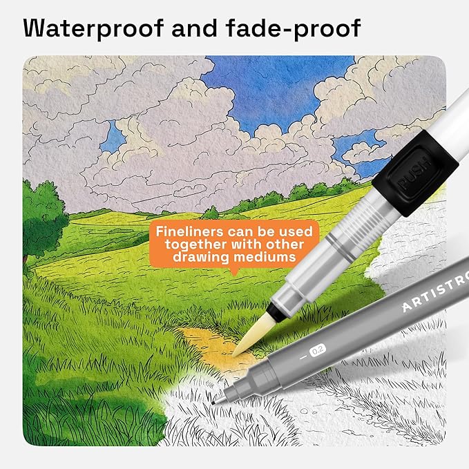 ARTISTRO Set of 9 Fineliner Pens - Black Micro Pens with Ultra Fine Tips for Drawing, Sketching, Writing, Journaling and Technical Illustration - Waterproof Archival Ink
