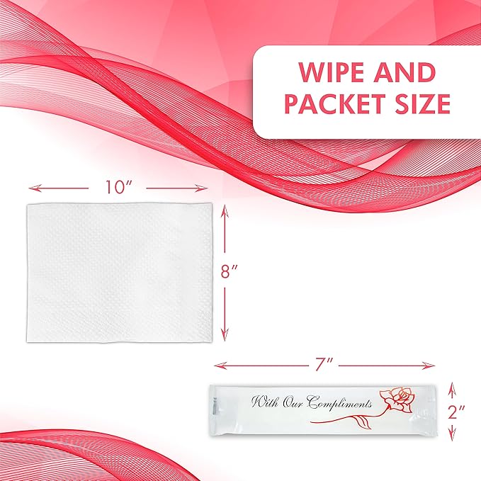 Diamond Wipes Pre-moistened Hand Wipes - “With Our Compliments” Logo 10x8” Extra Thick Lemon-Scented Pack of 1000 Individually Wrapped Wet Wipes