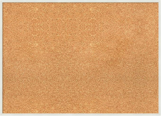 Amanti Art Natural Cork Board for Wall, 21x29 Vision Board with White Frame, Medium Corkboard Office Decor for Home Organization, Modern Corkboard Pinboard to Display Items for Home Organization in