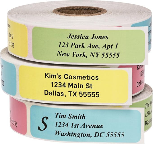 Return Address Labels - Roll of 500 Personalized Labels (Multi-Color)