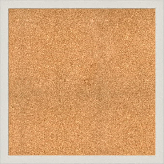 Amanti Art Natural Cork Board for Wall, 39x39 Vision Board with White Frame, Oversize Corkboard Office Decor for Home Organization, Country Rustic Corkboard Pinboard to Display Items for Home