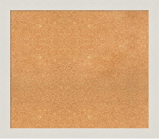 Amanti Art Natural Cork Board for Wall, 27x31 Vision Board with White Frame, Large Corkboard Office Decor for Home Organization, Country Rustic Corkboard Pinboard to Display Items for Home