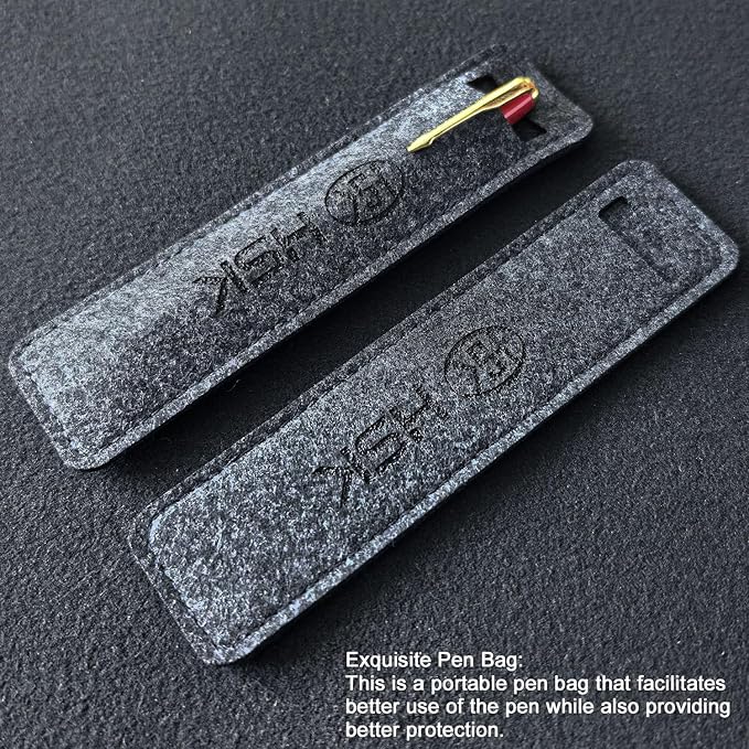 HSK Ballpoint Pens Executive Fountain Pen with Gold Trim, Gift Box Set, Available in Black, Red, Navy Blue,Black Refill Line width 0.5mm (Red)