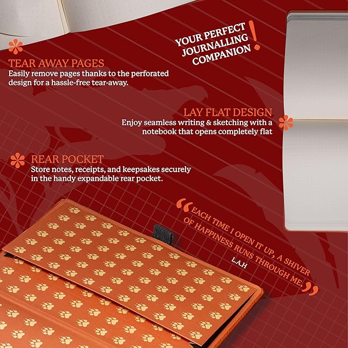 Dingbats* Wildlife Plain Writing Journal Notebook A5 - Vegan Leather Hardcover - Ideal for Work, Travel - Pocket, Elastic Closure, & Bookmark