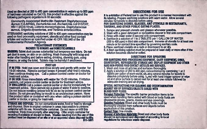 6 Bottles Steramine Sanitizer Tablet w/ 15 QT-10 Test Strip, Multi Purpose Steramine Sanitizing Tab for Food Contact Surface, Kitchen, Restaurant, Diner & Food Service by FryOilSaver Co. (900 Tablets)