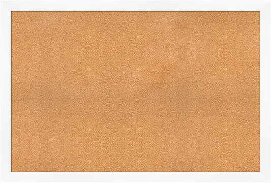 Amanti Art Natural Cork Board for Wall, 33x49 Vision Board with White Frame, Oversize Corkboard Office Decor for Home Organization, Modern Corkboard Pinboard to Display Items for Home Organization in