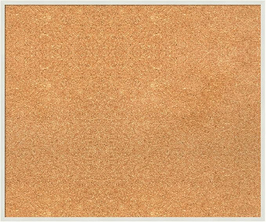 Amanti Art Natural Cork Board for Wall, 21x25 Vision Board with White Frame, Medium Corkboard Office Decor for Home Organization, Modern Corkboard Pinboard to Display Items for Home Organization in