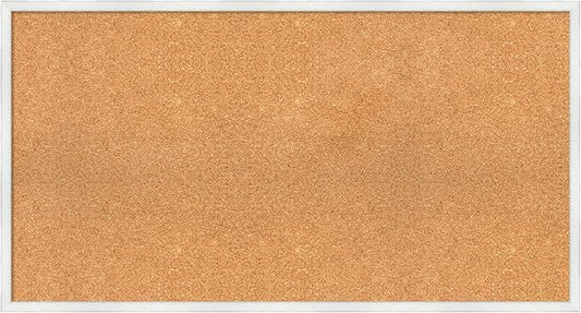 Amanti Art Natural Cork Board for Wall, 23x43 Vision Board with White Frame, Oversize Corkboard Office Decor for Home Organization, Country Rustic Corkboard Pinboard to Display Items for Home