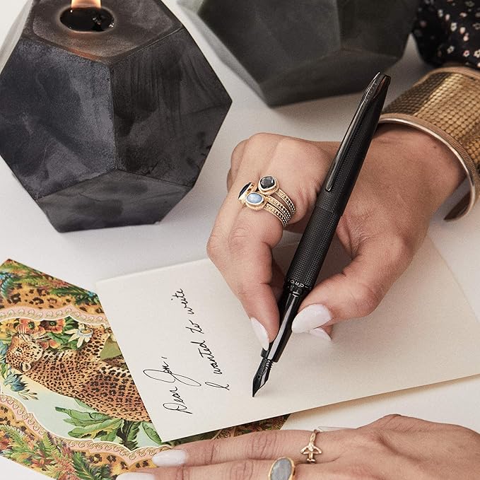 Cross ATX Refillable Fountain Presented in a Luxury Gift Box - Medium Point, Black Ink, Sandblasted Rose Gold