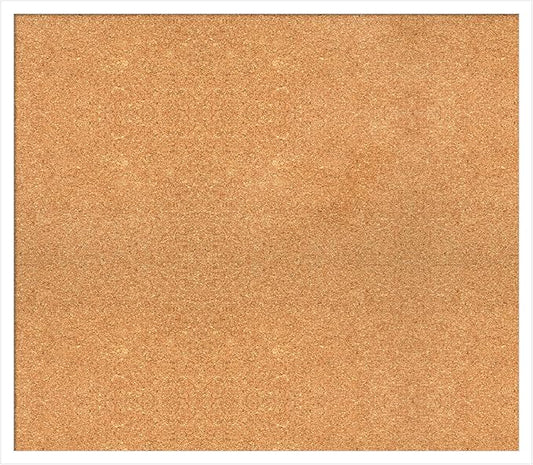 Amanti Art Natural Cork Board for Wall, 27x31 Vision Board with White Frame, Large Corkboard Office Decor for Home Organization, Modern Corkboard Pinboard to Display Items for Home Organization in