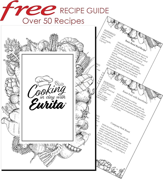 Reston Lloyd Eurita 2 Quart Terracotta Clay Dutch Oven – Natural, Lead‑& Cadmium‑Free, Oven & Microwave Safe, Rustic Slow-Cooker Pot for Sourdough Bread, Roasting & Casseroles, Healthy cooking